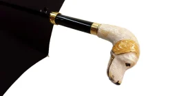 Il Marchesato Men's Stripe Umbrella - Hound Head Handle New