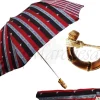 Il Marchesato Multi-Color Striped Men's Folding Umbrella - Whangee Bamboo Handle Clearance