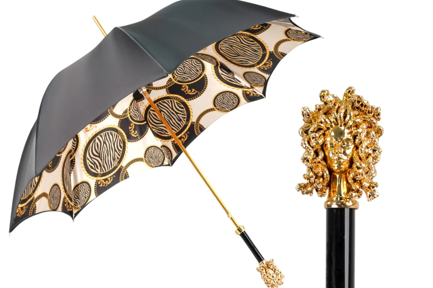 Il Marchesato Mythical Elegance: Umbrella with Golden Medusa Accent Best
