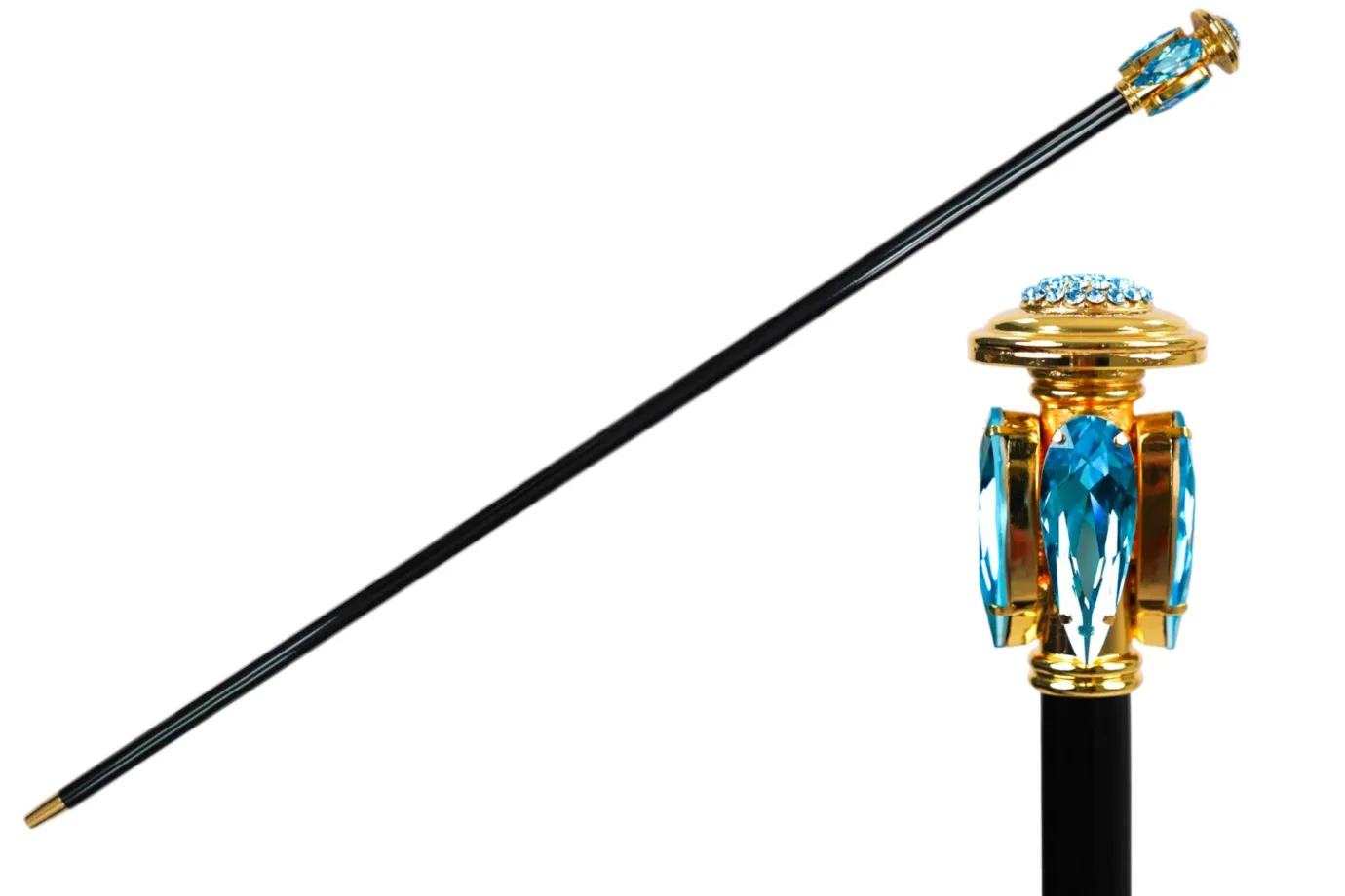 Il Marchesato Oceanic Elegance: Exclusive Walking stick with Aquamarine Teardrop Cry New