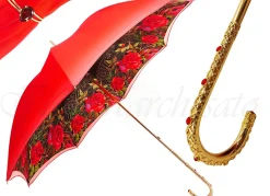 Il Marchesato Orange Floral Umbrella, Double Canopy Luxury Ladies Outlet
