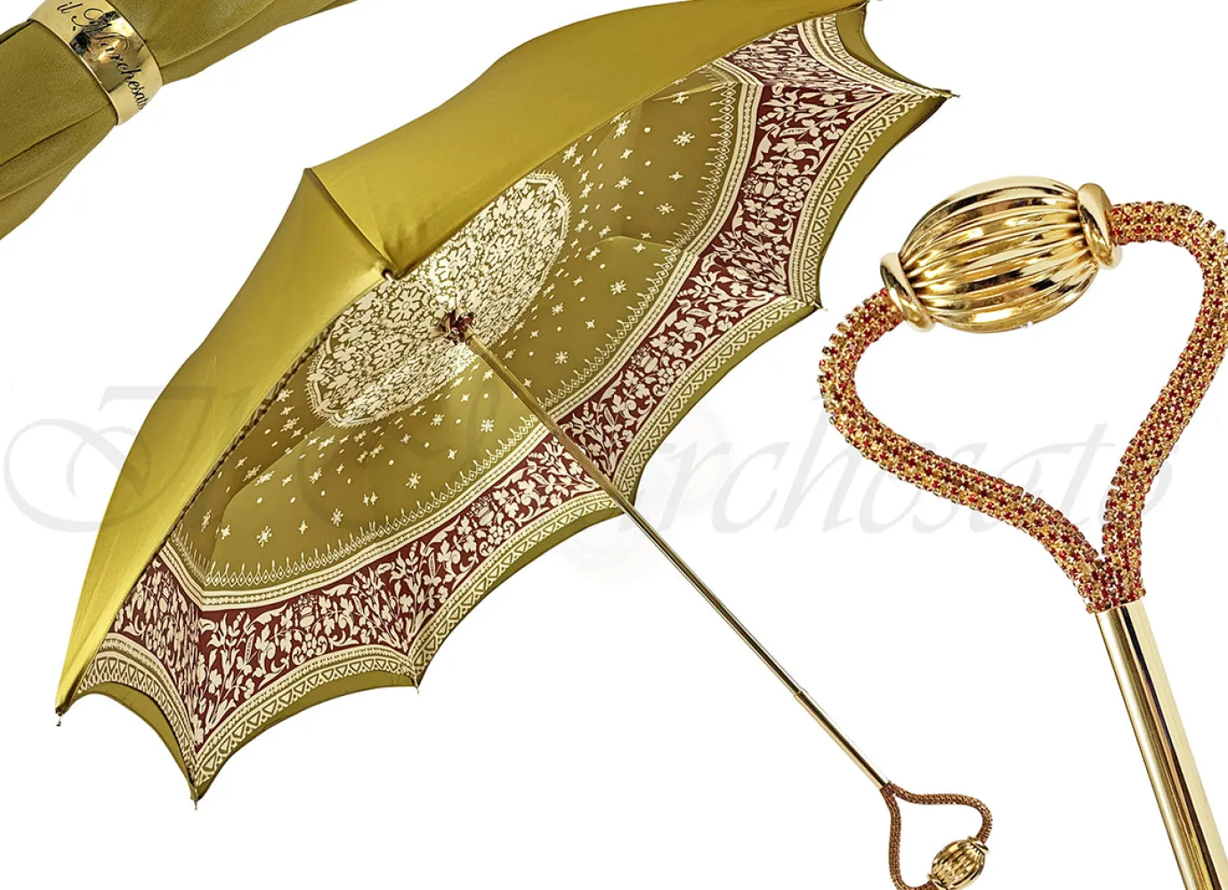 Il Marchesato Original Umbrella with Heart handle and red Crystals Sale