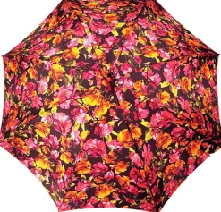 Il Marchesato Parasol Multi-Color Floral Umbrella for Women - Black Leather Handle Clearance