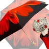 Il Marchesato Red Flower Women's Folding Umbrella with Silver-Plated Handle Online