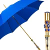 Il Marchesato Sapphire Splendor: Handcrafted Electric Blue Umbrella with Crystal Han Fashion