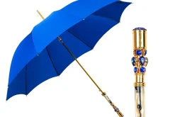 Il Marchesato Sapphire Splendor: Handcrafted Electric Blue Umbrella with Crystal Han Fashion