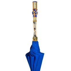 Il Marchesato Sapphire Splendor: Handcrafted Electric Blue Umbrella with Crystal Han Fashion