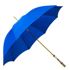 Il Marchesato Sapphire Splendor: Handcrafted Electric Blue Umbrella with Crystal Han Fashion