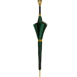 Il Marchesato Savannah Majesty: Green Umbrella with Striking Leopard Handle New