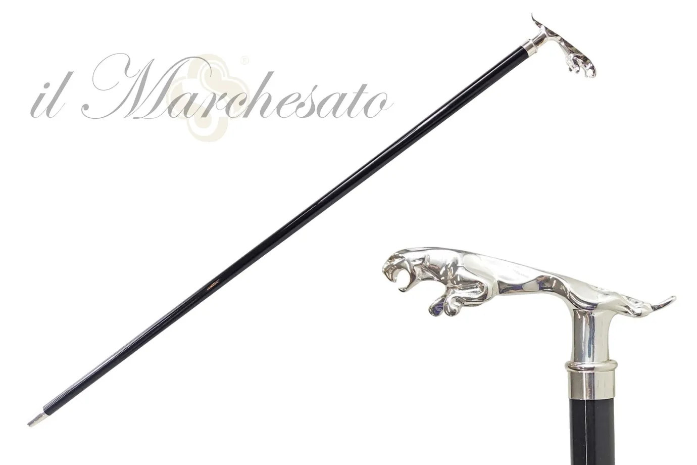 Il Marchesato 925Silver plated Jaguar Walking stick Clearance