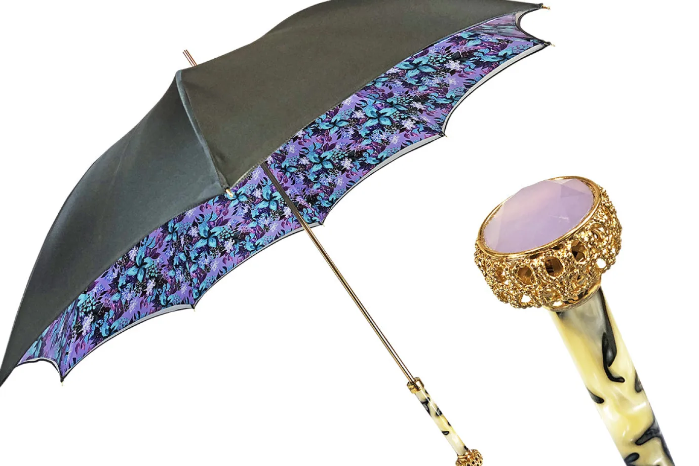 Il Marchesato Stunning grey umbrella with light purple inside Clearance