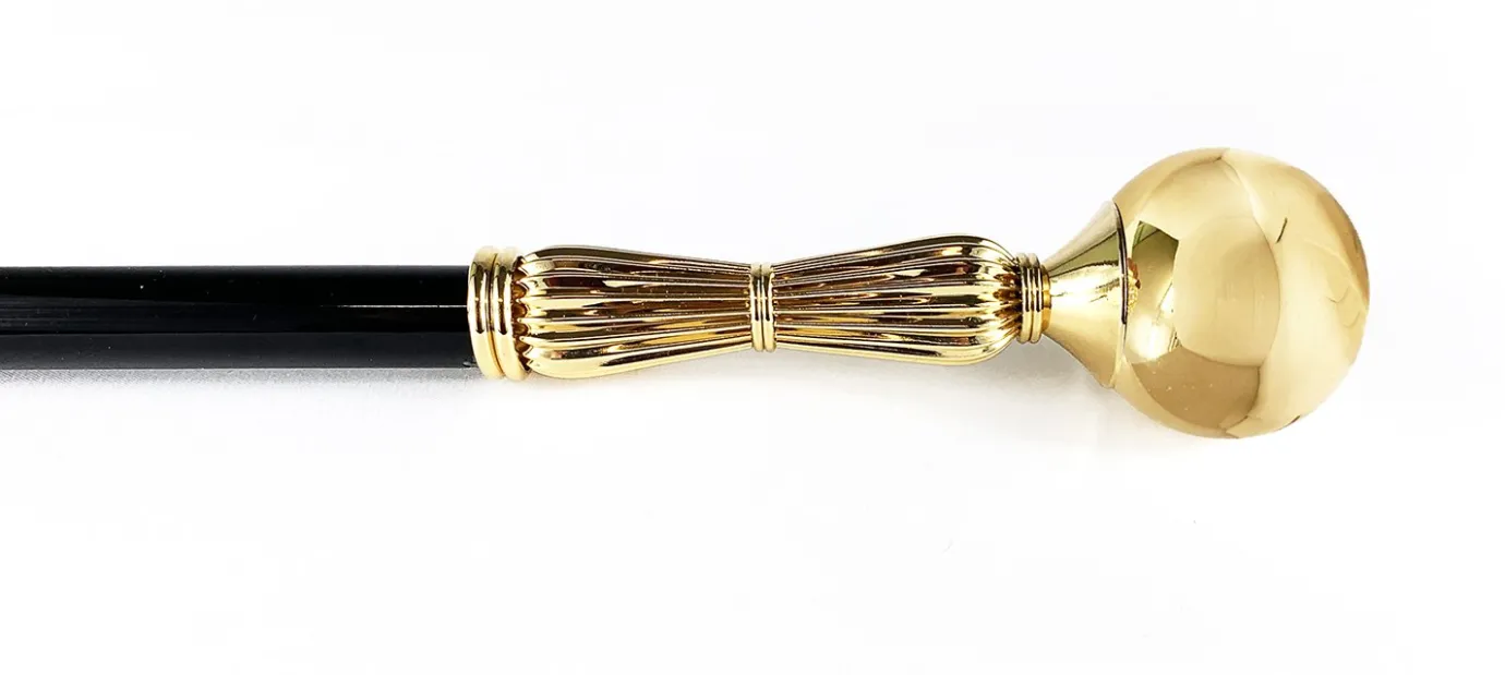 Il Marchesato Sturdy and Elegant Walking Stick - Brass Sphere With a Mirror Surface Fashion