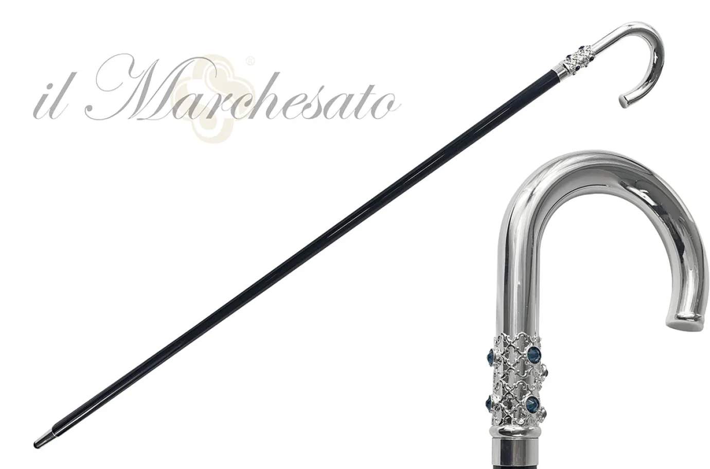 Il Marchesato Sturdy Walking Stick With Blue Crystals Online