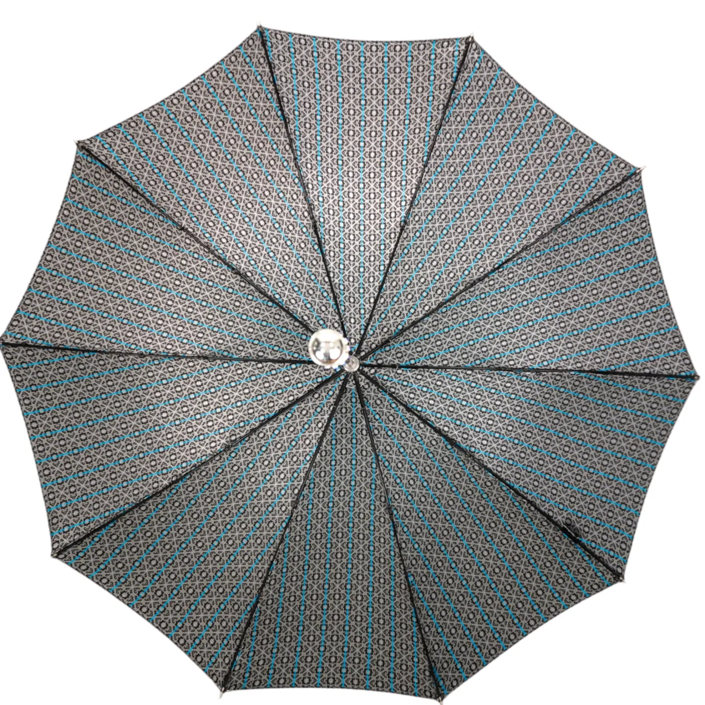 Il Marchesato Stylish Grey & Blue Jacquard Umbrella - Silverplated handle Online
