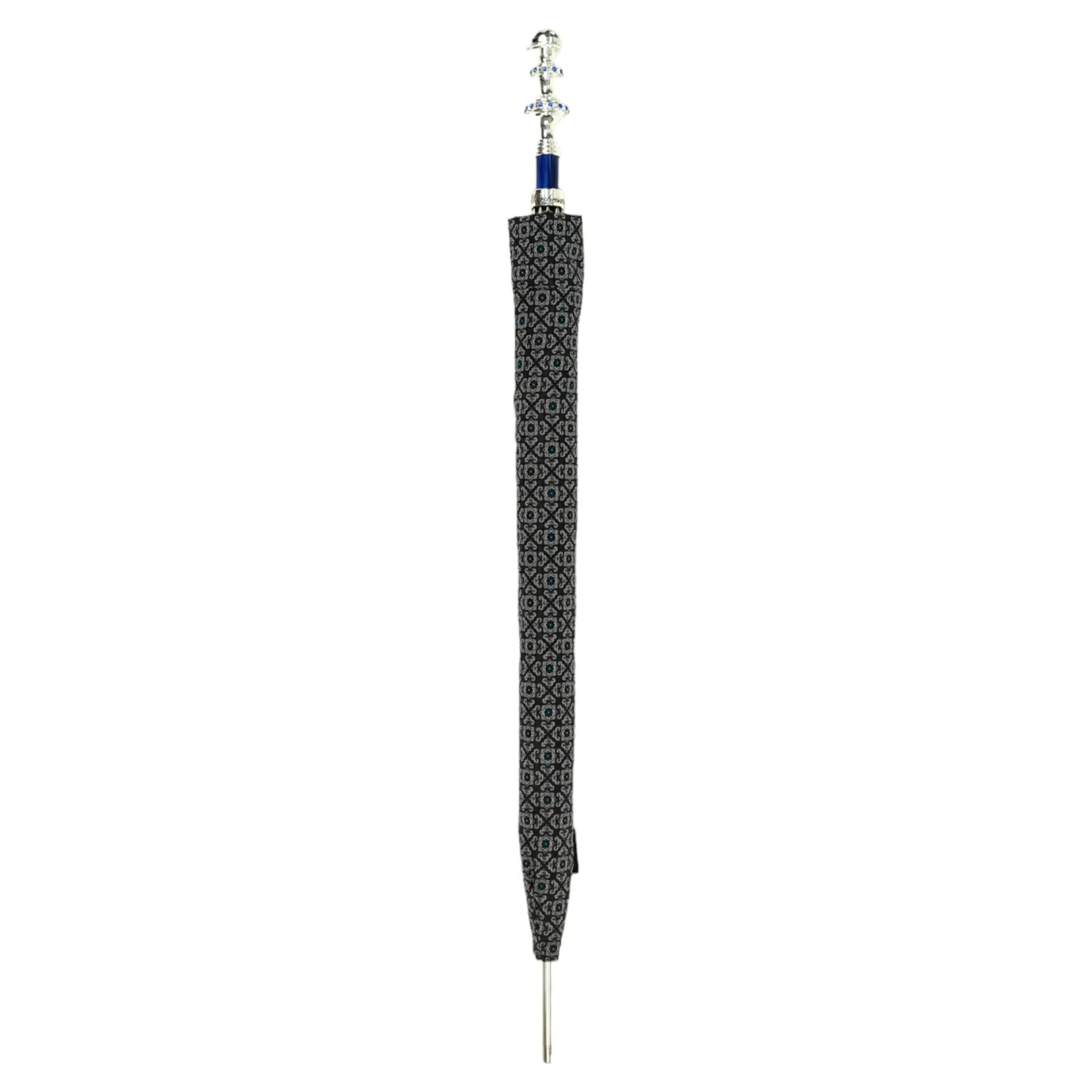 Il Marchesato Stylish Grey & Blue Jacquard Umbrella - Silverplated handle Online