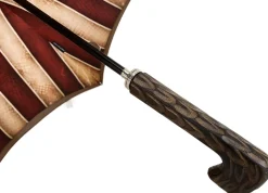 Il Marchesato Tobacco Handmade Men's Umbrella - Striped Red And Cream New
