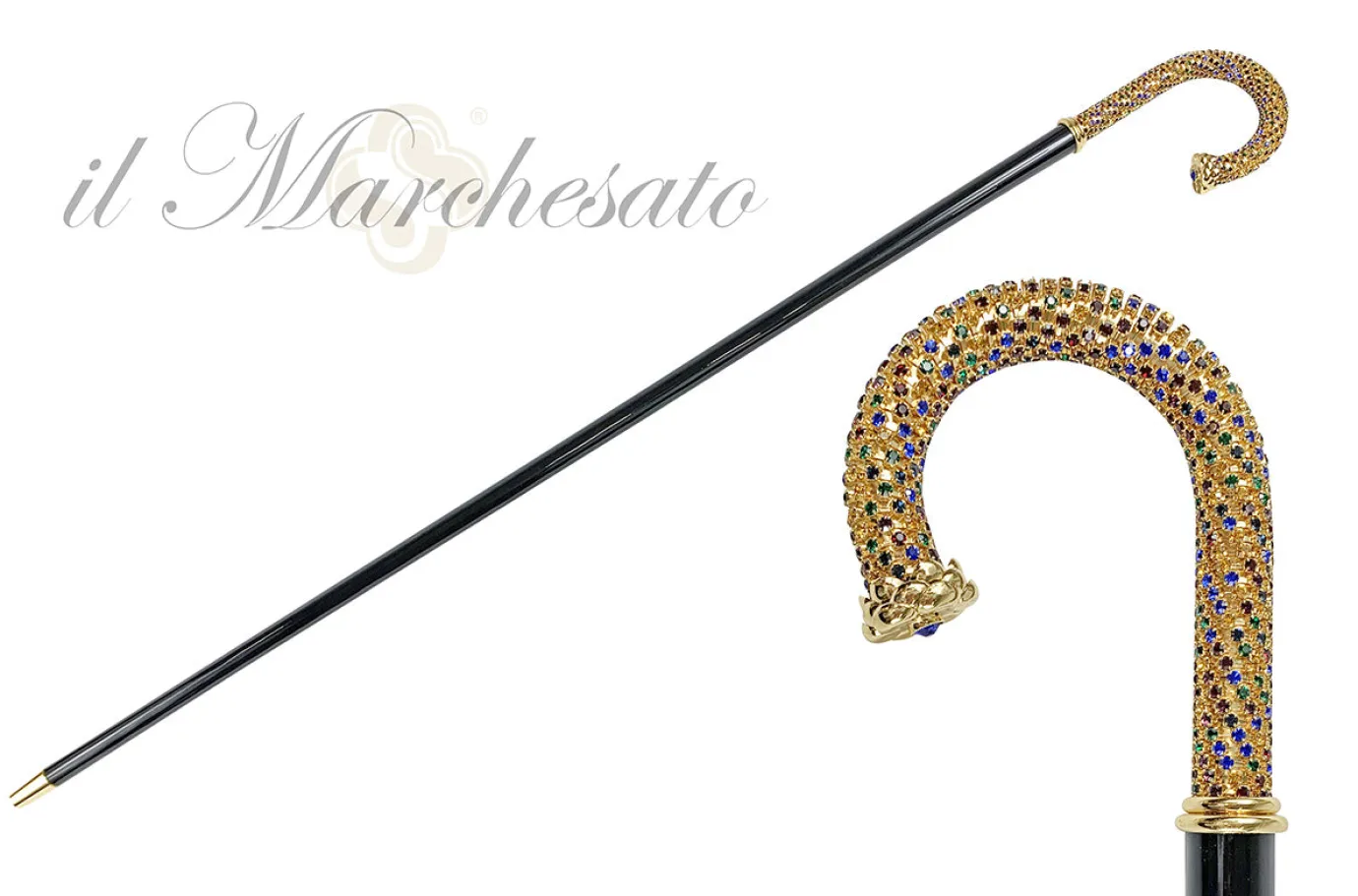Il Marchesato Walking cane Encrusted with Multicolor Crystals Hot