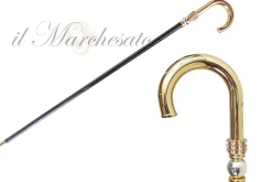 Il Marchesato Walking stick for man in brass - 24K goldplated with Silverplated sphe New