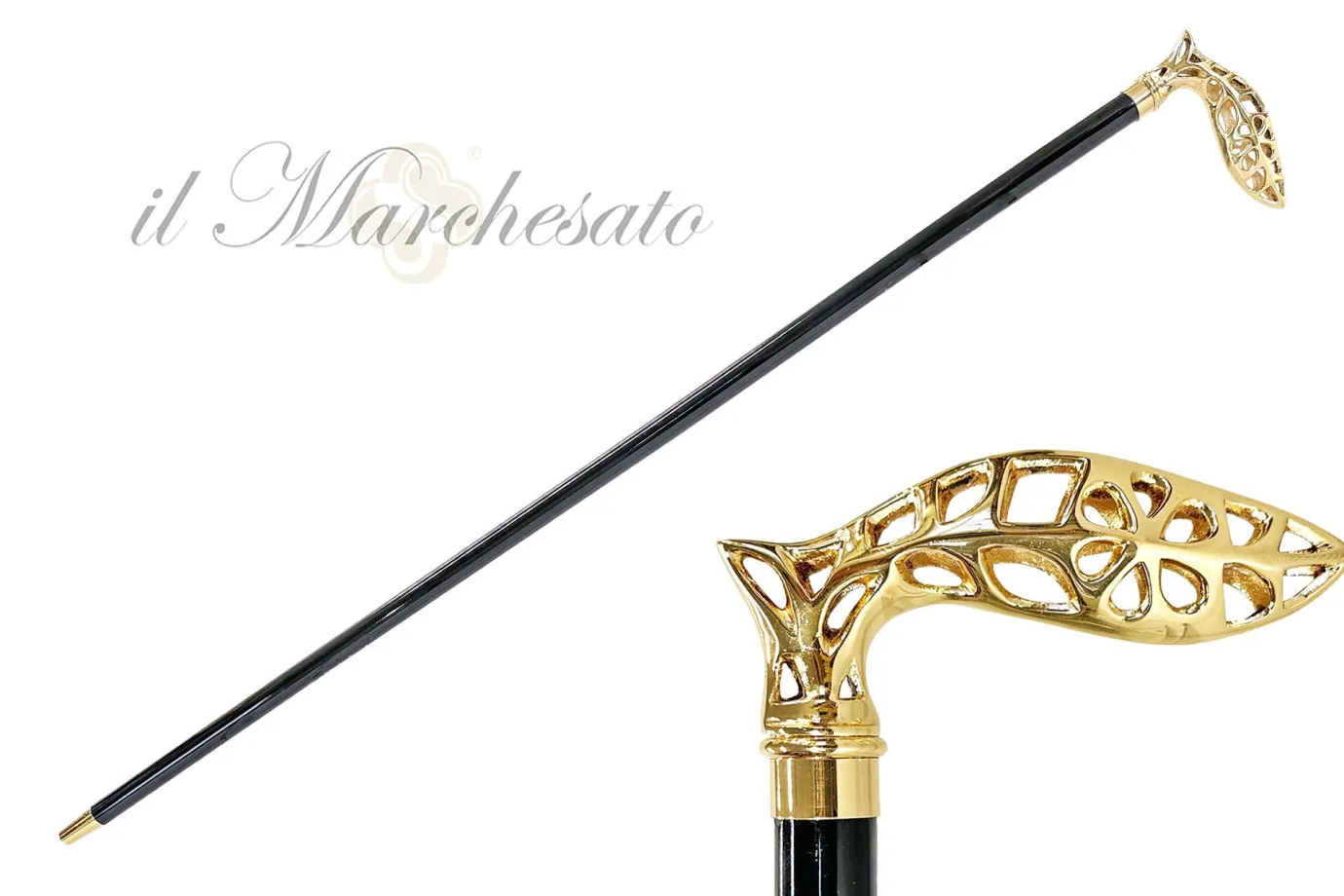 Il Marchesato walking stick in perforated metal - 24K goldplated Hot