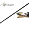 Il Marchesato Walking Stick with a Hand-Enamelled Dog's Head on 24k Gold Hot