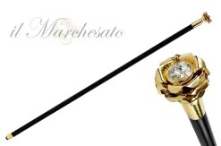Il Marchesato Walking Stick with Rose in golden brass Discount