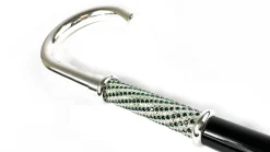 Il Marchesato Walking Stick With Silver Plated Handle, Full of Emerald Rhinestones Online