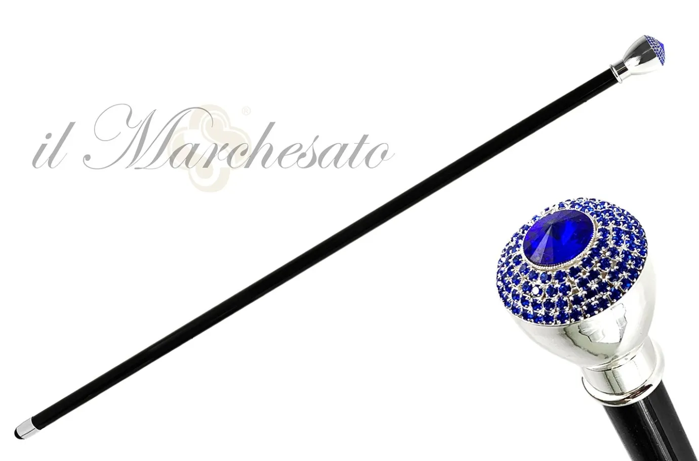 Il Marchesato Walking Stick With Stone and Sapphire Color rhinestones Clearance