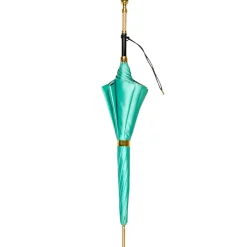 Il Marchesato Wild Elegance: Teal Umbrella with Leopard Print and Green Crystal Hand Best
