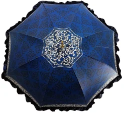 Il Marchesato Women's umbrella Studied with a Black & White Pattern on a Blue Canopy Hot